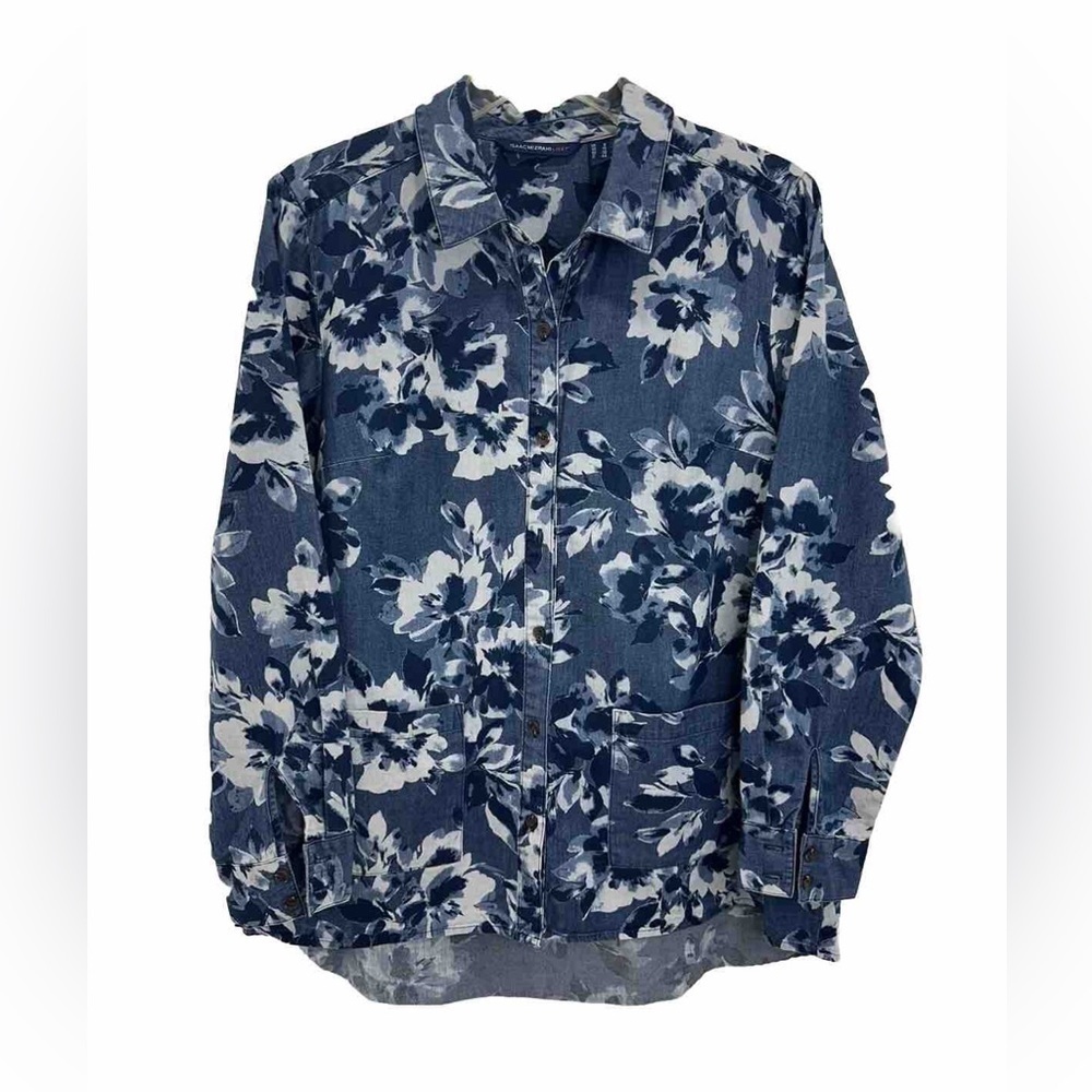 Isaac Mizrahi Blue Floral Denim Ringer Size 6